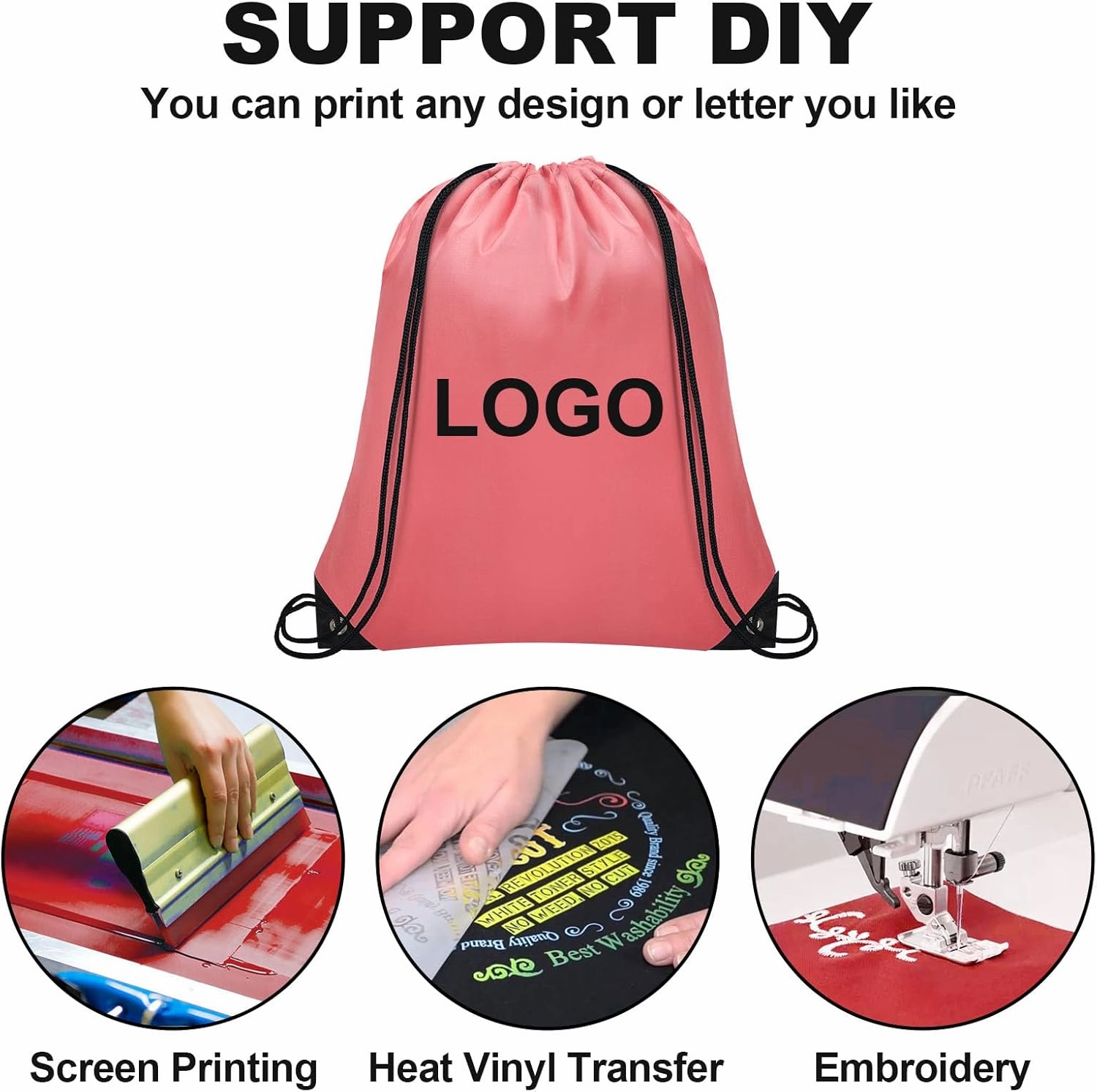 Drawstring Bags Bulk 300 PCS, Drawstring Backpack Draw String Bag Cinch Sack for Gym Traveling Yoga Outdoor Sports (30 Colors)