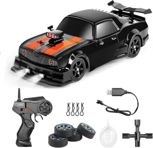 Drifty Boyz Rc Car, Drifty Boyz Vapor Drifters Slide Drift Rc Car, 1:24 Full-Scale Mini Rc Drift Cars, 2.4GHZ Mini Drift Remote Control Cars Built-in Spray Function (Black)