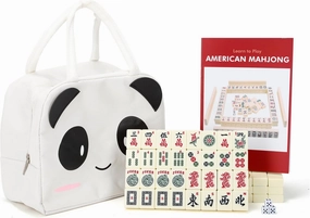 drizzle 1.2in Mahjong Set - 166 Medium Size Tiles with Instructions - American Table Game with Panda Bag - Home Family Dorm Party for Leisure Time - Mah Jong 麻将