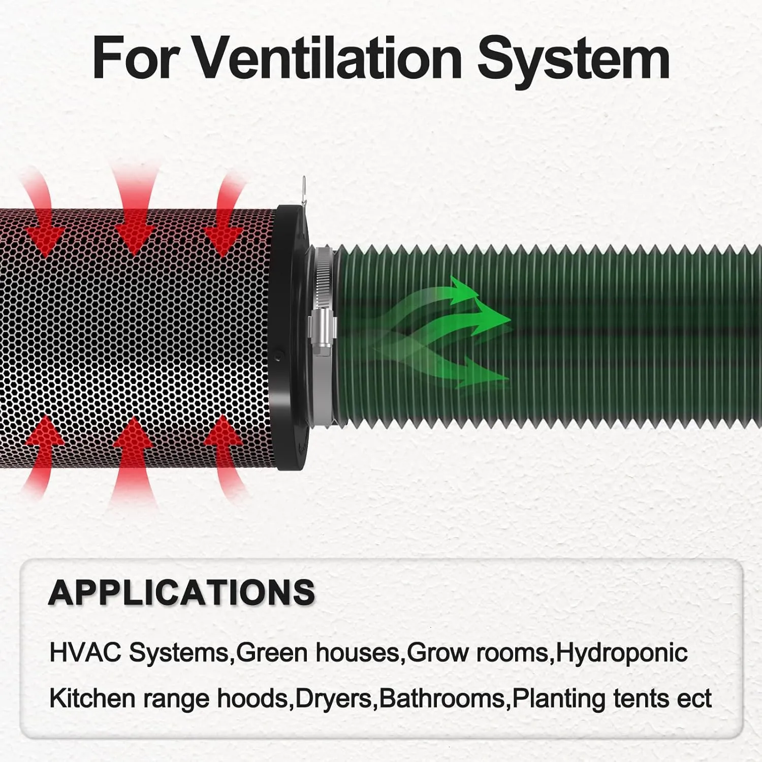 Dryer Vent Hose Flexible PVC Aluminum Foil Ducting Dryer Vent Hose for HVAC Ventilation with 2 Clamps (4in 25ft)