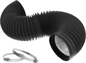Dryer Vent Hose Flexible PVC Aluminum Foil Ducting Dryer Vent Hose for HVAC Ventilation with 2 Clamps (4in 25ft)