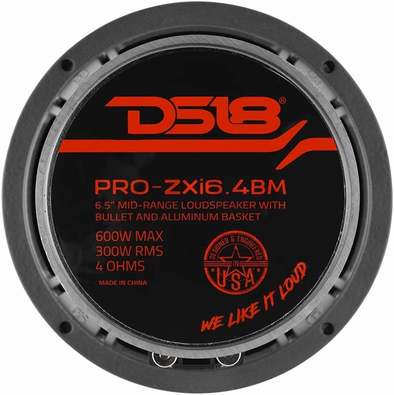 DS18 PRO-ZXI6.4BM 6.5" Pro Audio Midrange Loudspeaker - 600W Max, 300W RMS, 4 Ohms - Premium Quality Audio Door Speakers for Car or Truck Stereo Sound System (1 Speaker)