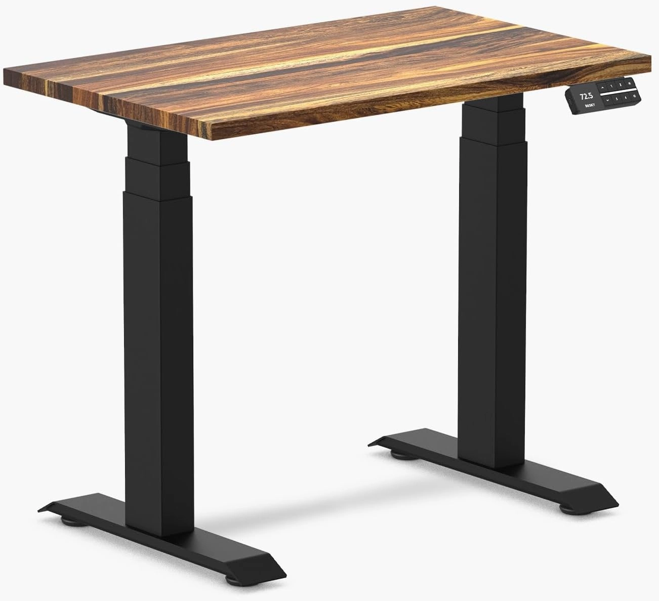 Dual Mini Electric Standing Desk, 40 x 24 Inch Hardwood Height Adjustable Sit Stand Desk with Dual Motor and Memory Presets, Compact Ergonomic Workstation for Home Office – Natural Walnut Finish
