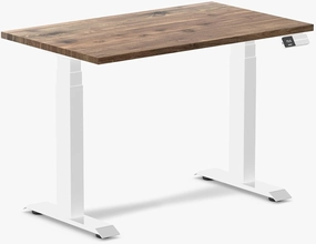 Dual Mini Electric Standing Desk, 40 x 24 Inch Hardwood Height Adjustable Sit Stand Desk with Dual Motor and Memory Presets, Compact Ergonomic Workstation for Home Office – Natural Walnut Finish
