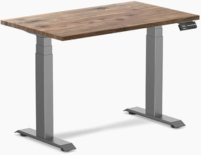 Dual Mini Electric Standing Desk, 40 x 24 Inch Hardwood Height Adjustable Sit Stand Desk with Dual Motor and Memory Presets, Compact Ergonomic Workstation for Home Office – Natural Walnut Finish