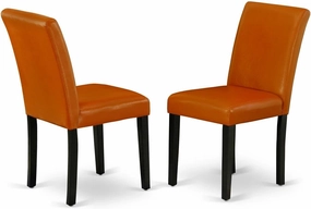 East West Furniture ABP1T61 Abbott Parson Dining Chairs - Baked Bean Faux Leather Upholstered Chairs, Set of 2, Black