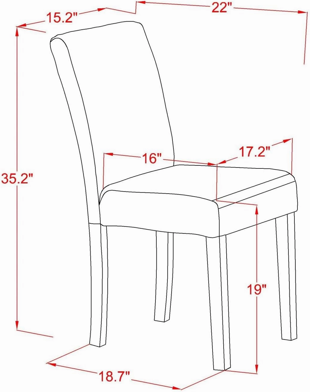 East West Furniture ABP1T61 Abbott Parson Dining Chairs - Baked Bean Faux Leather Upholstered Chairs, Set of 2, Black