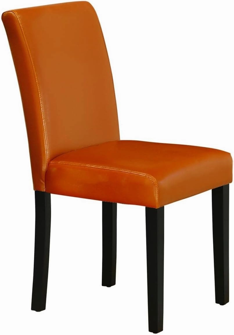 East West Furniture ABP1T61 Abbott Parson Dining Chairs - Baked Bean Faux Leather Upholstered Chairs, Set of 2, Black