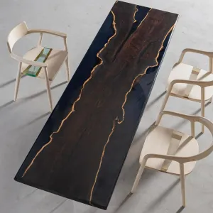 Ebony Wood Custom Large Resin Epoxy Table, Epoxy River Table, Natural Wood, Wooden Office Desk, Meeting, Kitchen, Dining Room, Living Room, Home Decor
