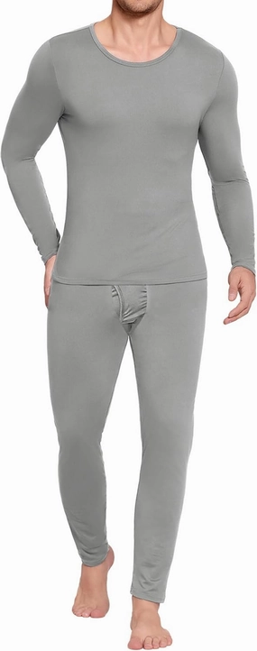 Ekouaer Men's Long Johns Thermal Underwear Comfy Soft Elastic Fabric Base Layer Set Cold Weather Warm Top and Bottom