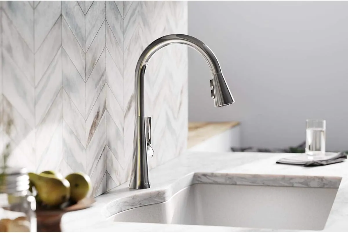 Elkay Harmony Single Hole Kitchen Faucet with Pull-down Spray and Forward Only Lever Handle, Chrome