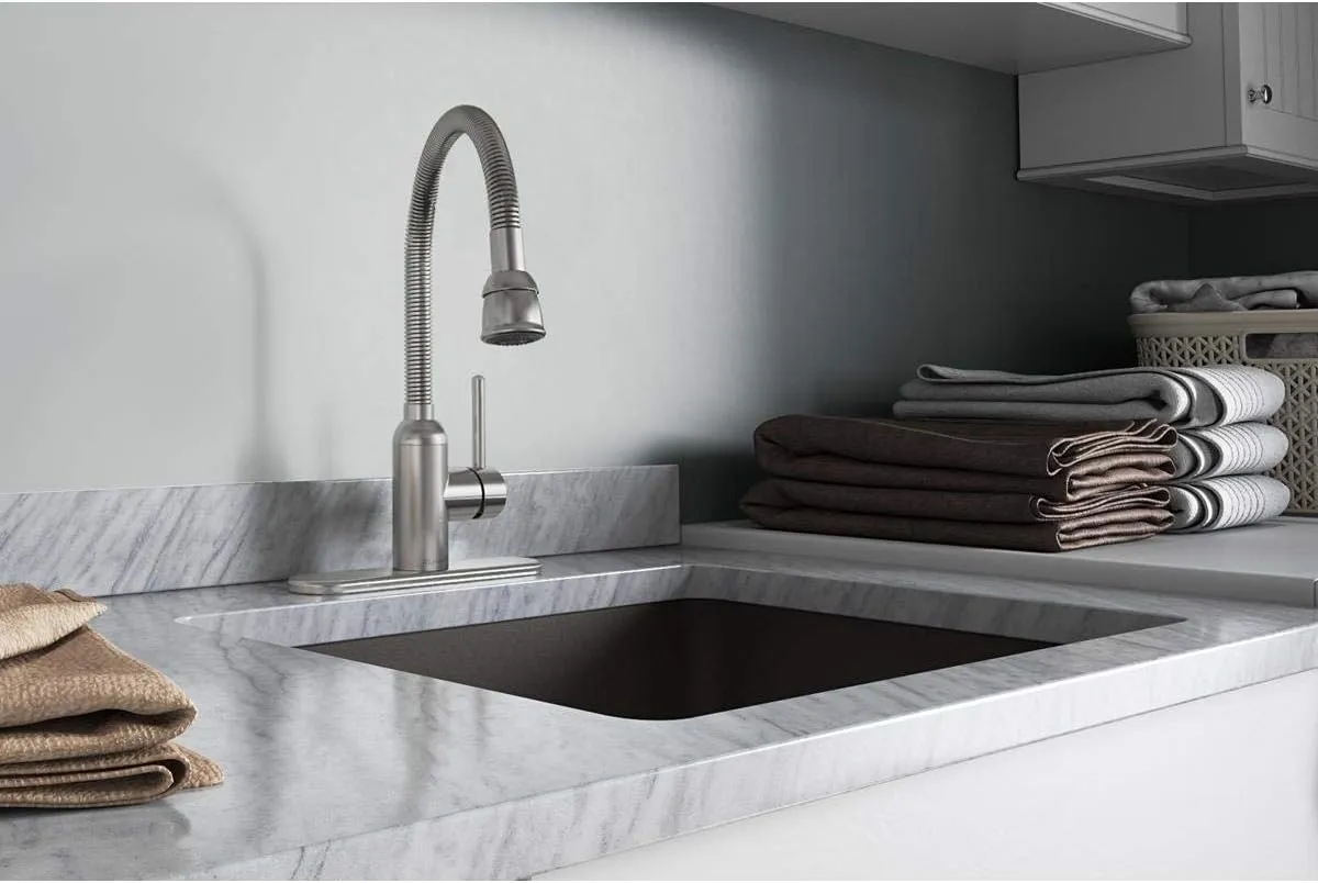 Elkay LK2500LS Pursuit Laundry/Utility Faucet with Flexible Spout Forward Only Lever Handle Lustrous Steel