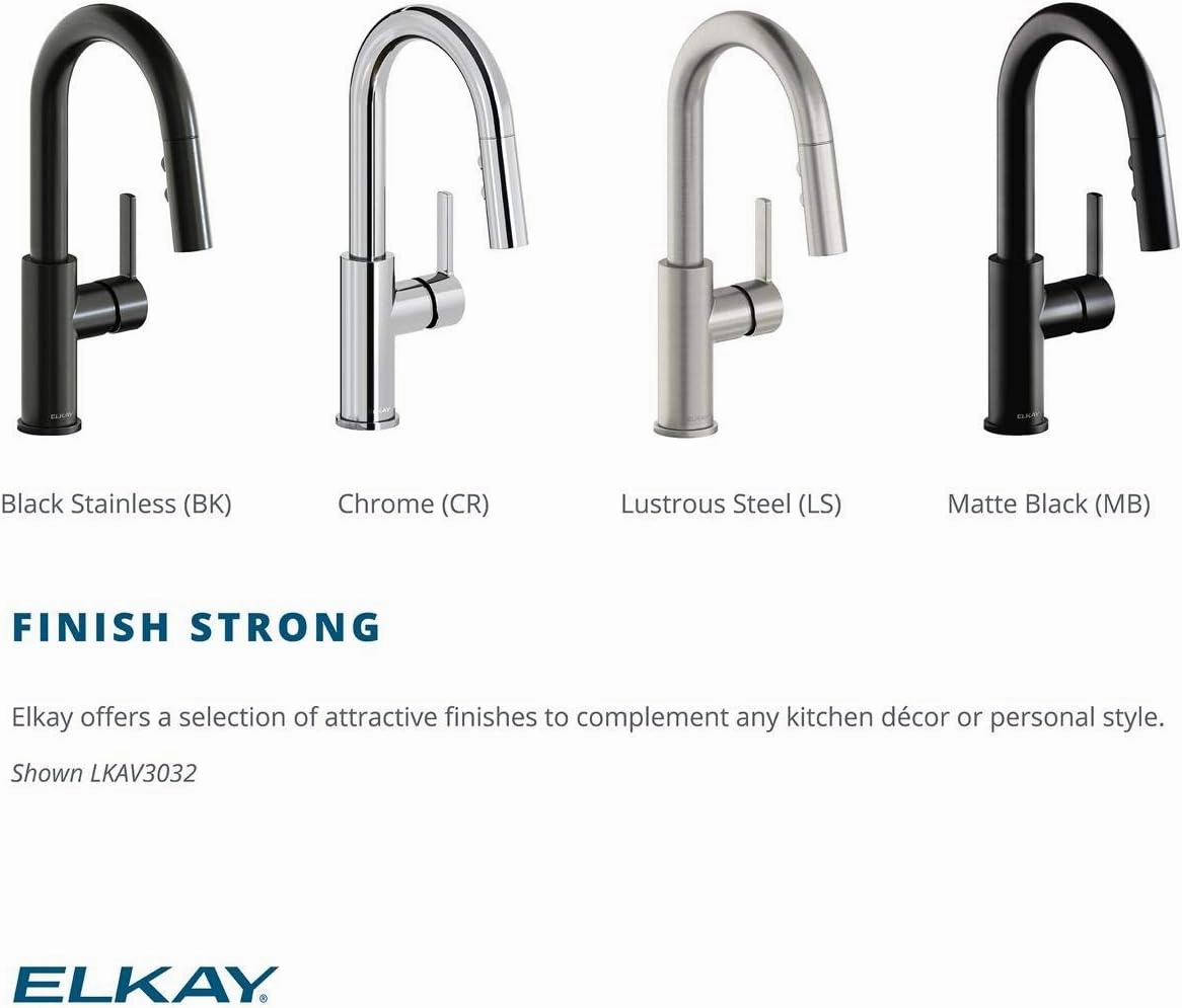 Elkay Avado Single Hole Bar Faucet with Pull-down Spray and Lever Handle, Lustrous Steel