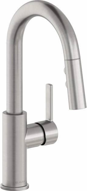 Elkay Avado Single Hole Bar Faucet with Pull-down Spray and Lever Handle, Lustrous Steel