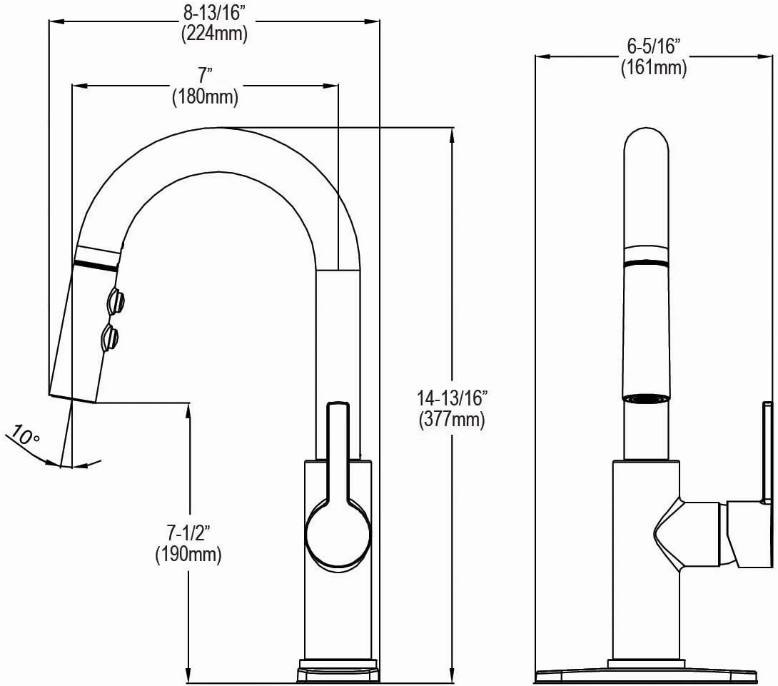 Elkay Avado Single Hole Bar Faucet with Pull-down Spray and Lever Handle, Lustrous Steel