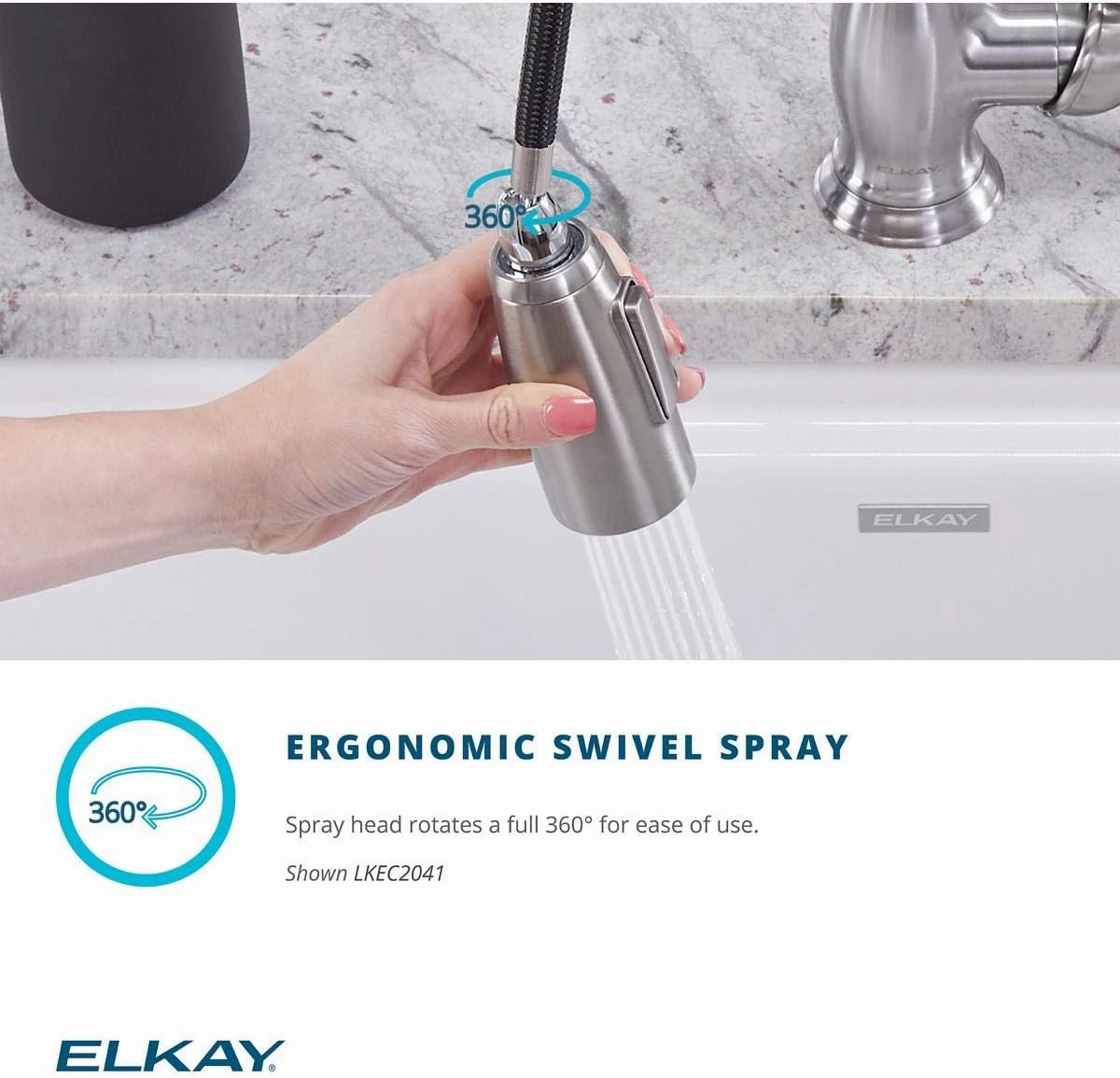 Elkay Avado Single Hole Bar Faucet with Pull-down Spray and Lever Handle, Lustrous Steel