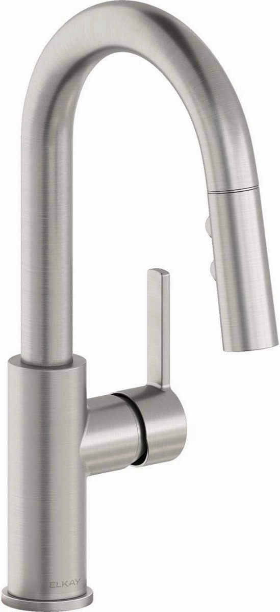 Elkay Avado Single Hole Bar Faucet with Pull-down Spray and Lever Handle, Lustrous Steel