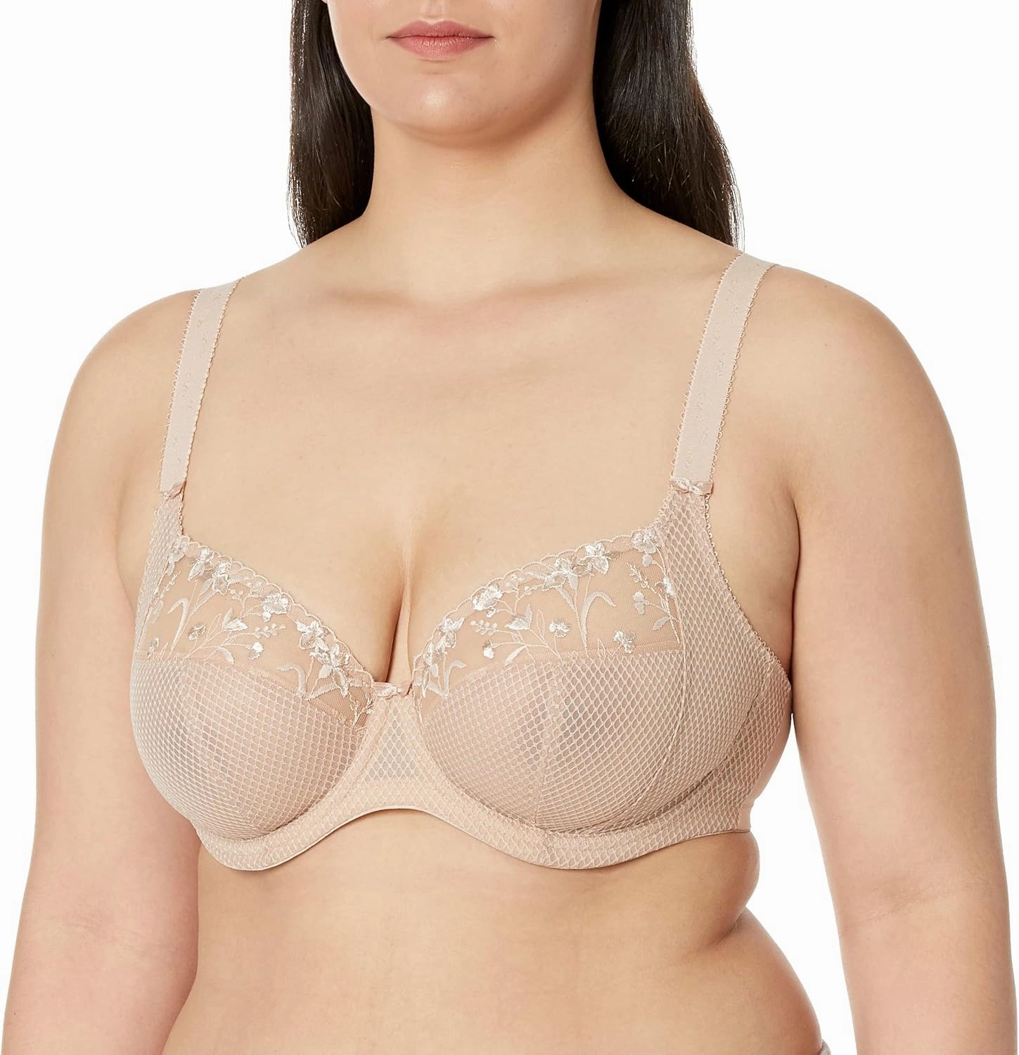 Elomi Women’s Charley Floral Embroidery, Low Plunge, Dd  Bras
