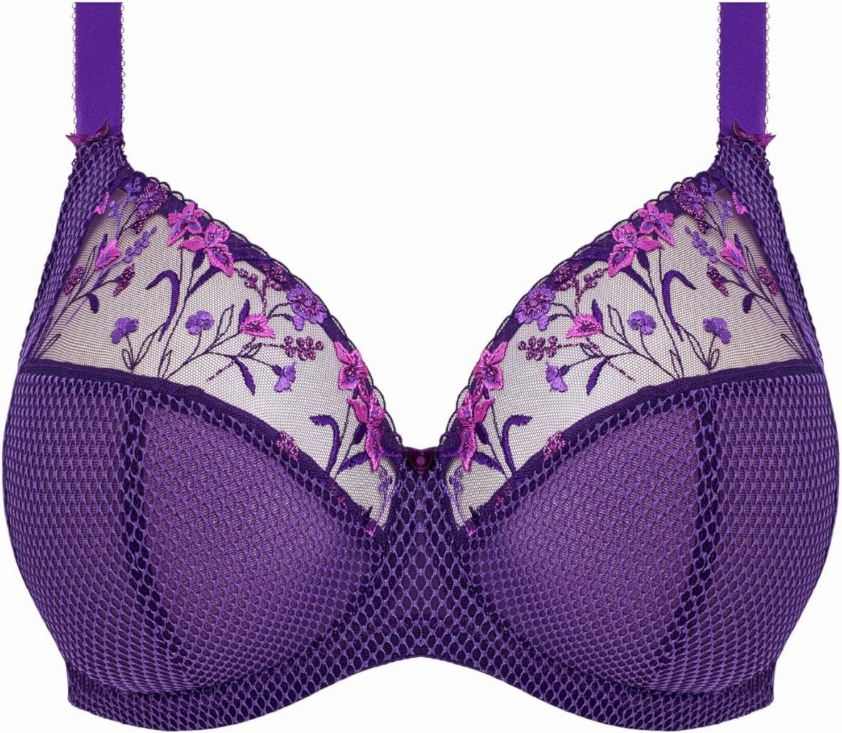 Elomi Women’s Charley Floral Embroidery, Low Plunge, Dd  Bras