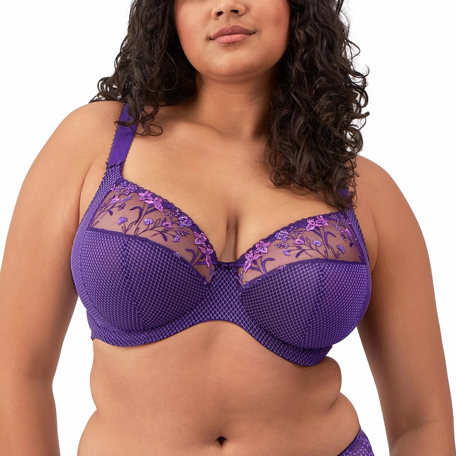 Elomi Women’s Charley Floral Embroidery, Low Plunge, Dd  Bras