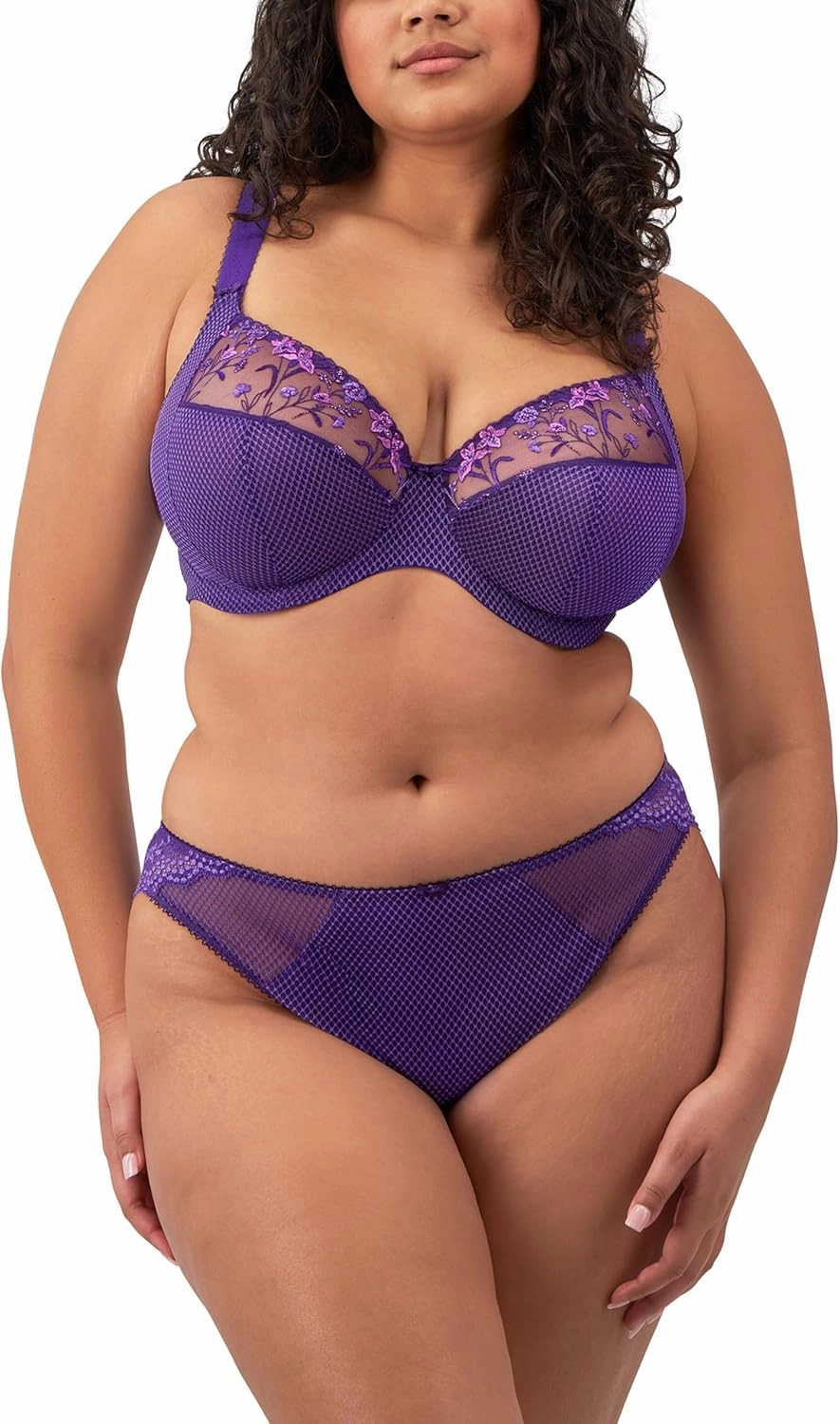Elomi Women’s Charley Floral Embroidery, Low Plunge, Dd  Bras