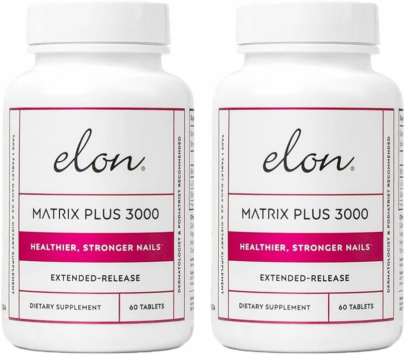 Elon Matrix Plus 3000 Biotin Vitamins for Nail Strengthening and Growth (120 Day Supply) - Healthy & Strong Nails - Biotin Supplement - Extended Release