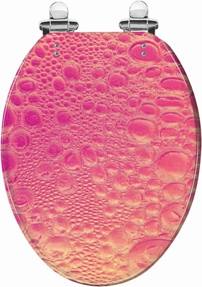 Elongated Toilet Seat Pink Gold Bubble Foam Bead Abstract Dinosaur Lizard Snake Skin Luxury Quiet Close Strong Stainless Steel Hinges Resin Toilet Seat Easy to Install Easy to Clean