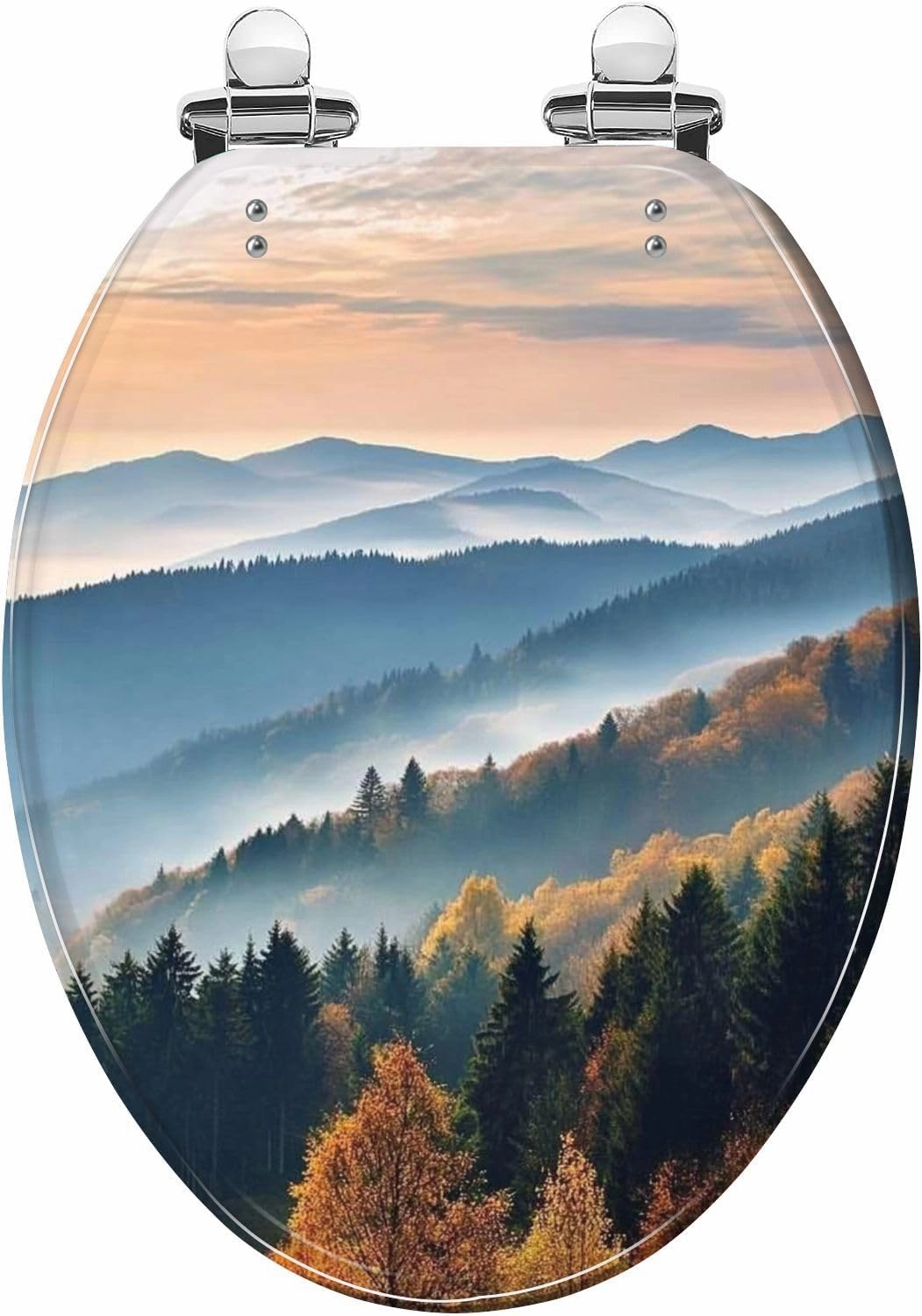 Elongated Toilet Seat Scenic mountain landscape View Black Forest Germany covered Quiet Close Strong Stainless Steel Hinges Resin Toilet Seat Easy to Install Easy to Clean