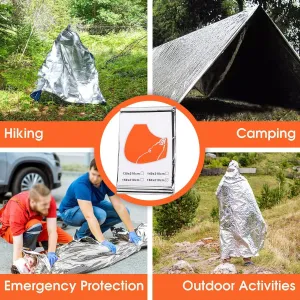 Emergency Blanket, Emergency Blankets Thermal Blanket, 10PCS Emergency Mylar Thermal Blanket, Gigantic Space Blanket, Silver Foil Reflective Blankets, Survival Blankets Heavy Duty Camping Gear