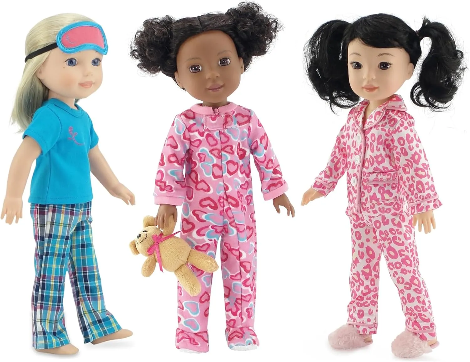 Emily Rose 14 Inch Fashion Doll Clothes 8-PC PJ Value Bundle - Includes 3 Unique 14" Doll Pajama Outfits with Teddy Bear Companion! | Compatible with 14.5" Wellie Wishers Dolls | USA Business