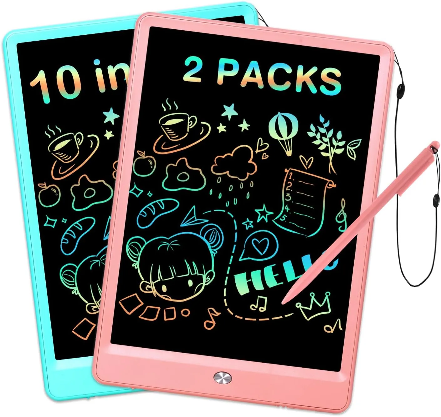 EooCoo Toys for Ages 3-6, Drawing Board 2 Pack, 10 Inch LCD Writing Tablet, Electronic Drawing Tablet, Girl/Boy Birthday Gift, Kids Toys, Drawing Pad Girls Gifts, Kids Travel Essential