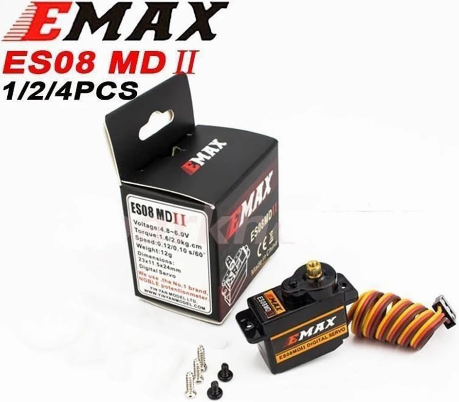 ES08MDII Metal Digital Servo 12g Waterproof Servo with Gears Uesd for EMAX Servos for RC Car Helicopter Boat Airplane Accessories (2 PCS ES08MDII)