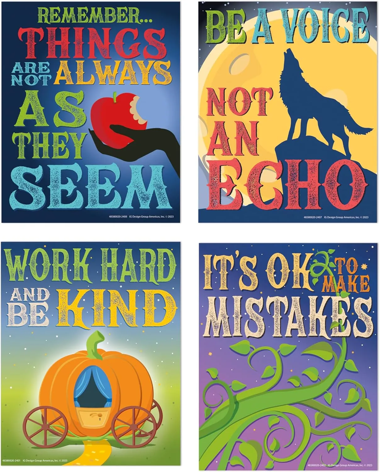 Eureka Once Upon A Dream Mini Classroom Poster Set for Teachers, 11" x 14", 8 Pieces