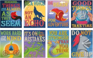 Eureka Once Upon A Dream Mini Classroom Poster Set for Teachers, 11" x 14", 8 Pieces