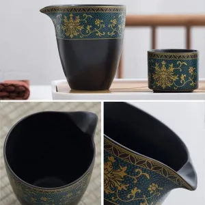 European Ceramic Tea Sets, Business Coffee Cup Set Portable Travel Tea Pot Set Handmade Kungfu Tea Set Teacups Tea Tray with Portable Travel Bag