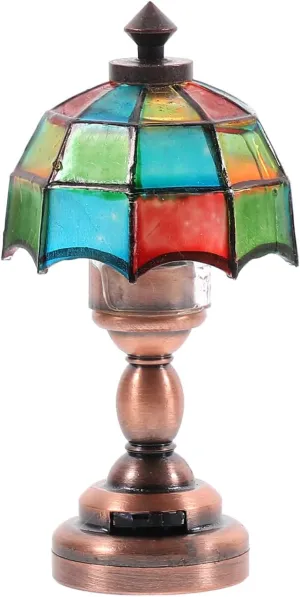 EXCEART 1 Pc 1:12 Scale Dollhouse Desk Lamp Miniature Dollhouse Lampshade DIY Dollhouse Lampshade with LED Light for Dollhouse Micro Landscape Decorations