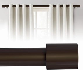 Extra Long Curtain Rods for Windows 180 Inches, 1 Inch Diameter Adjustable Bronze Curtain Rod, Heavy Duty Modern curtain rod with Simple Finials, 32"-180"
