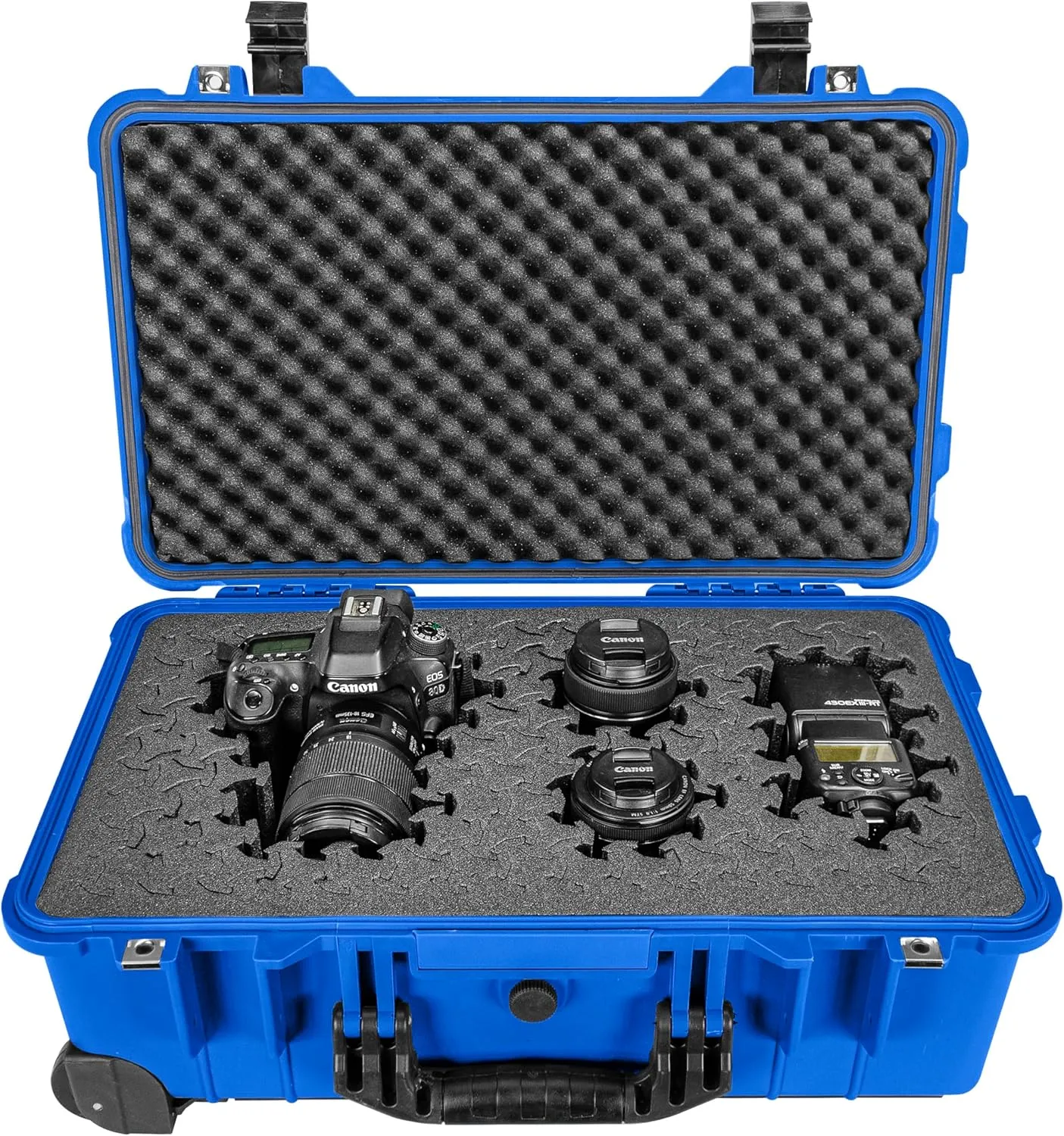 Eylar 22" Carry-On Roller Hard Case With Ragar Reconfigurable & Reusable XP Crosslink Foam, Waterproof, Shockproof For Equipment, Drones And Cameras, TSA Standard (2 Ragar Layers) (Blue)