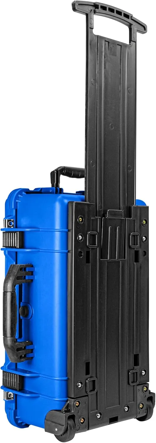 Eylar 22" Carry-On Roller Hard Case With Ragar Reconfigurable & Reusable XP Crosslink Foam, Waterproof, Shockproof For Equipment, Drones And Cameras, TSA Standard (2 Ragar Layers) (Blue)