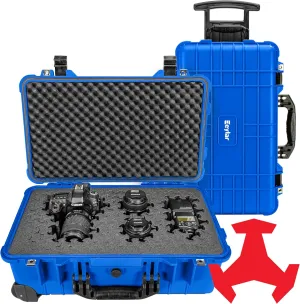 Eylar 22" Carry-On Roller Hard Case With Ragar Reconfigurable & Reusable XP Crosslink Foam, Waterproof, Shockproof For Equipment, Drones And Cameras, TSA Standard (2 Ragar Layers) (Blue)