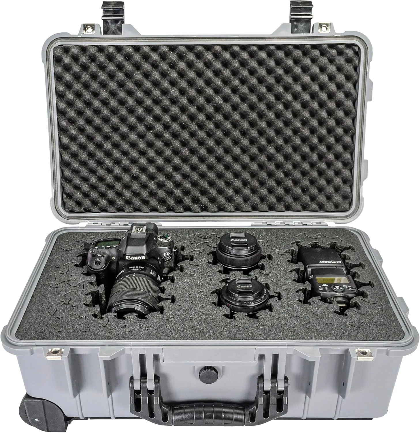 Eylar 22" Carry-On Roller Hard Case With Ragar Reconfigurable & Reusable XP Crosslink Foam, Waterproof, Shockproof For Equipment, Drones And Cameras, TSA Standard (2 Ragar Layers) (Gray)