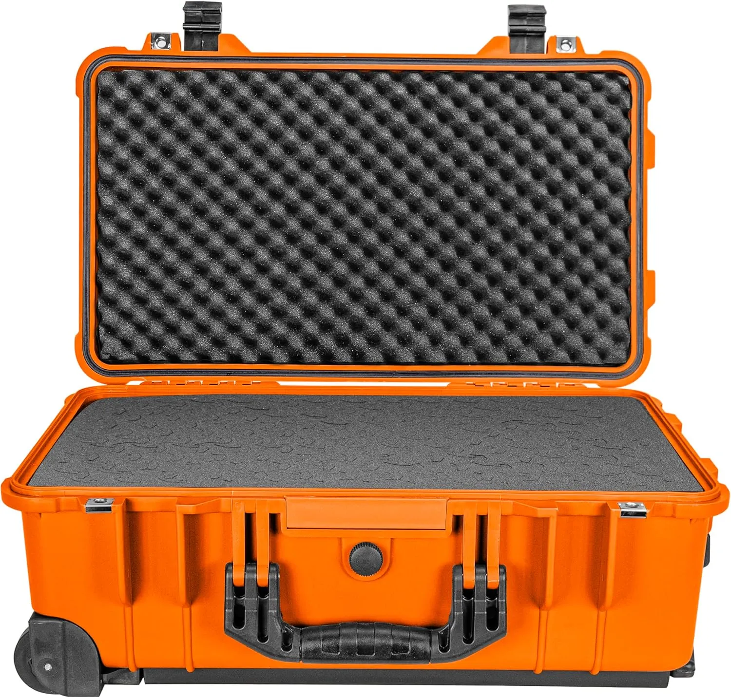 Eylar 22" Carry-On Roller Hard Case With Ragar Reconfigurable & Reusable XP Crosslink Foam, Waterproof, Shockproof For Equipment, Drones And Cameras, TSA Standard (2 Ragar Layers) (Orange)