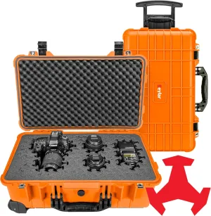Eylar 22" Carry-On Roller Hard Case With Ragar Reconfigurable & Reusable XP Crosslink Foam, Waterproof, Shockproof For Equipment, Drones And Cameras, TSA Standard (2 Ragar Layers) (Orange)