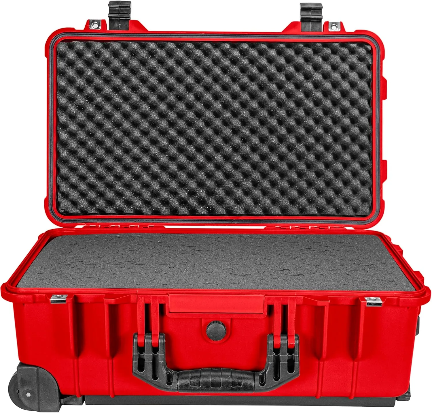 Eylar 22" Carry-On Roller Hard Case With Ragar Reconfigurable & Reusable XP Crosslink Foam, Waterproof, Shockproof For Equipment, Drones And Cameras, TSA Standard (2 Ragar Layers) (Red)