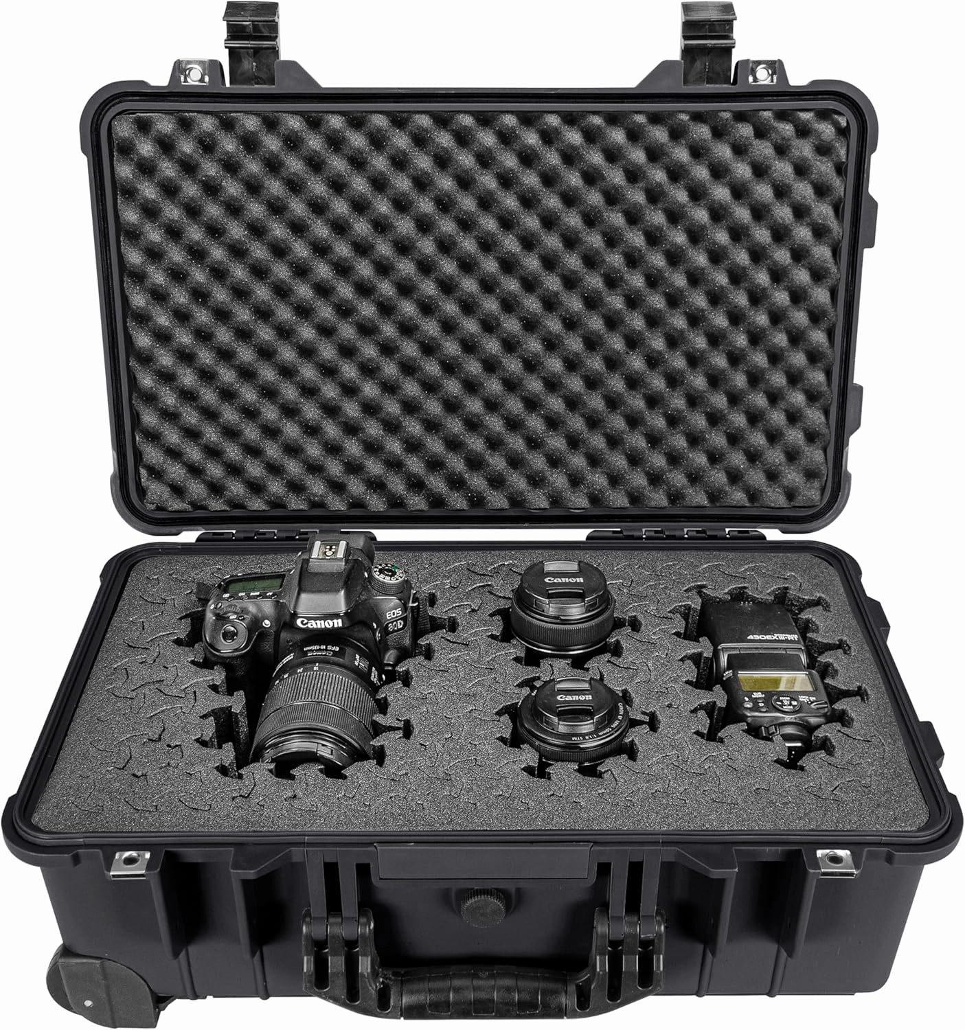 Eylar 22" Carry-On Roller Hard Case With Ragar Reconfigurable & Reusable XP Crosslink Foam, Waterproof, Shockproof For Equipment, Drones And Cameras, TSA Standard (2 Ragar Layers) (Black)