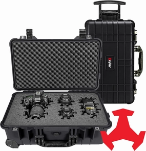 Eylar 22" Carry-On Roller Hard Case With Ragar Reconfigurable & Reusable XP Crosslink Foam, Waterproof, Shockproof For Equipment, Drones And Cameras, TSA Standard (2 Ragar Layers) (Black)
