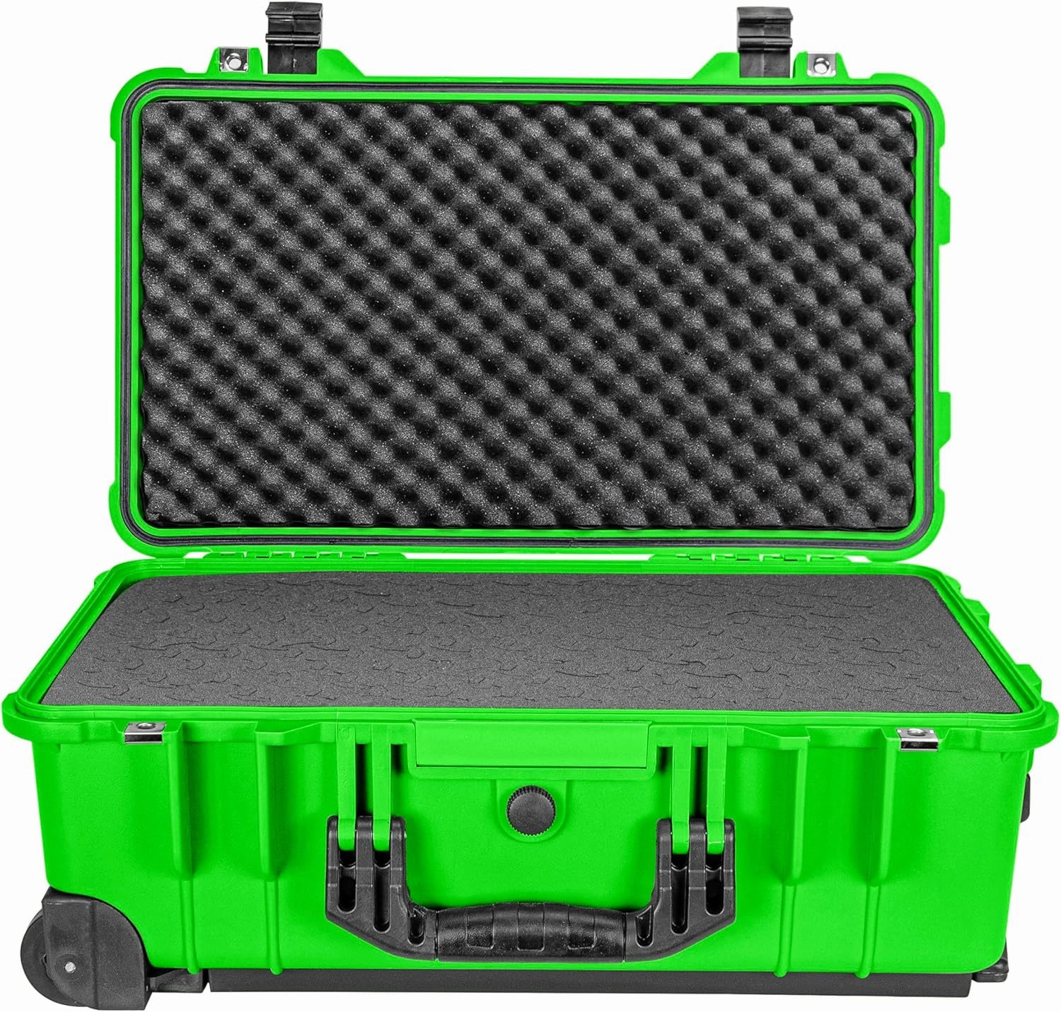 Eylar 22" Carry-On Roller Hard Case With Ragar Reconfigurable & Reusable XP Crosslink Foam, Waterproof, Shockproof For Equipment, Drones And Cameras, TSA Standard (2 Ragar Layers) (Neon Green)