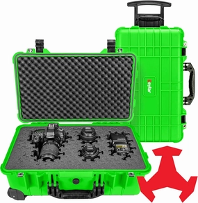 Eylar 22" Carry-On Roller Hard Case With Ragar Reconfigurable & Reusable XP Crosslink Foam, Waterproof, Shockproof For Equipment, Drones And Cameras, TSA Standard (2 Ragar Layers) (Neon Green)