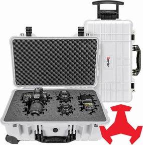 Eylar 22" Carry-On Roller Hard Case With Ragar Reconfigurable & Reusable XP Crosslink Foam, Waterproof, Shockproof For Equipment, Drones And Cameras, TSA Standard (2 Ragar Layers) (White)