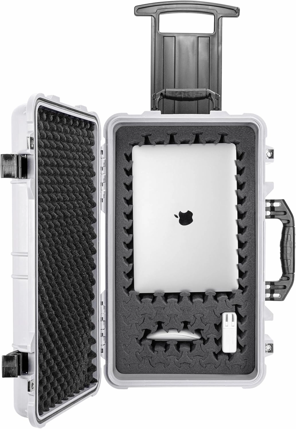 Eylar 22" Carry-On Roller Hard Case With Ragar Reconfigurable & Reusable XP Crosslink Foam, Waterproof, Shockproof For Equipment, Drones And Cameras, TSA Standard (2 Ragar Layers) (White)